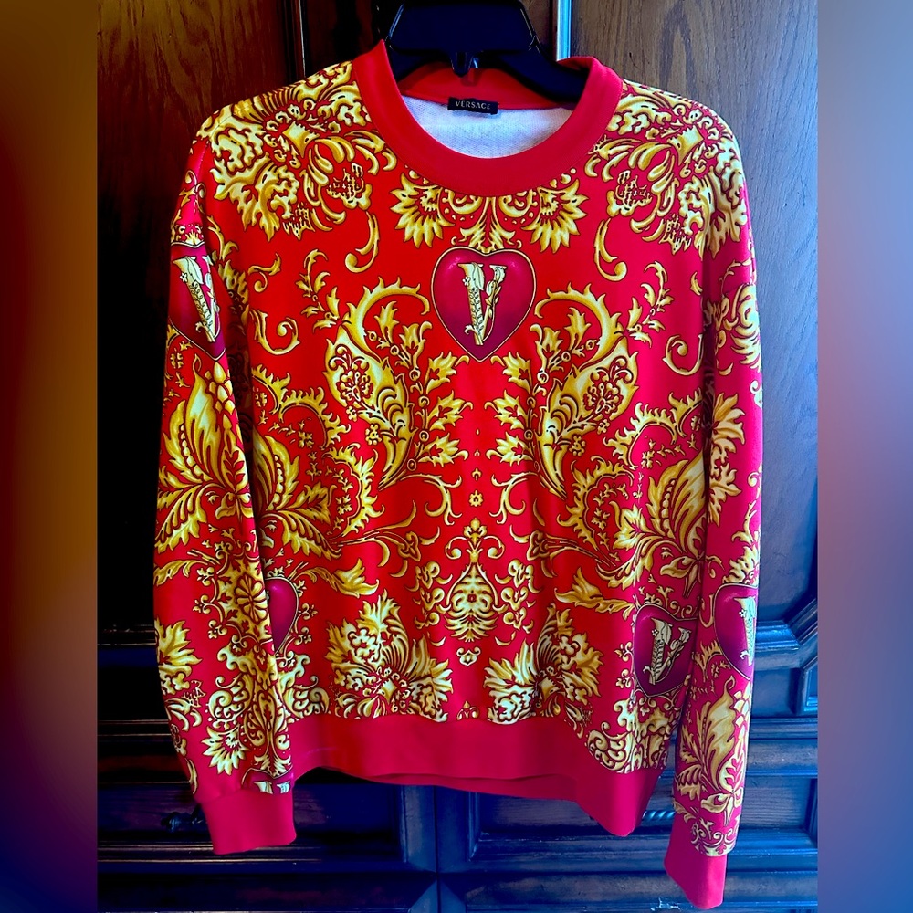 Red and gold versace sweater